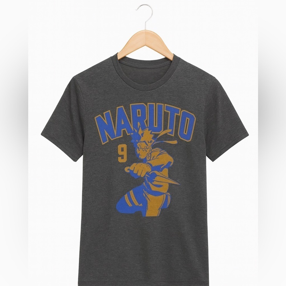 Naruto Shippuden Collection 9 2007 T-Shirt Men's Size Large Gray and Orange